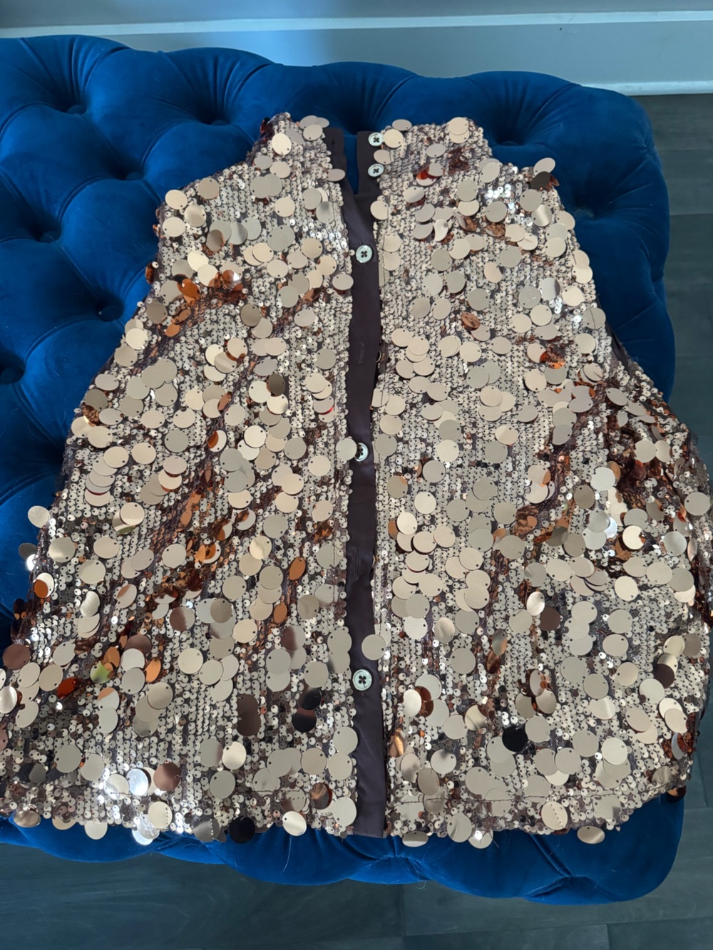 Sequin Embellished Sleeveless Top - Bronze - Picture 2 of 3